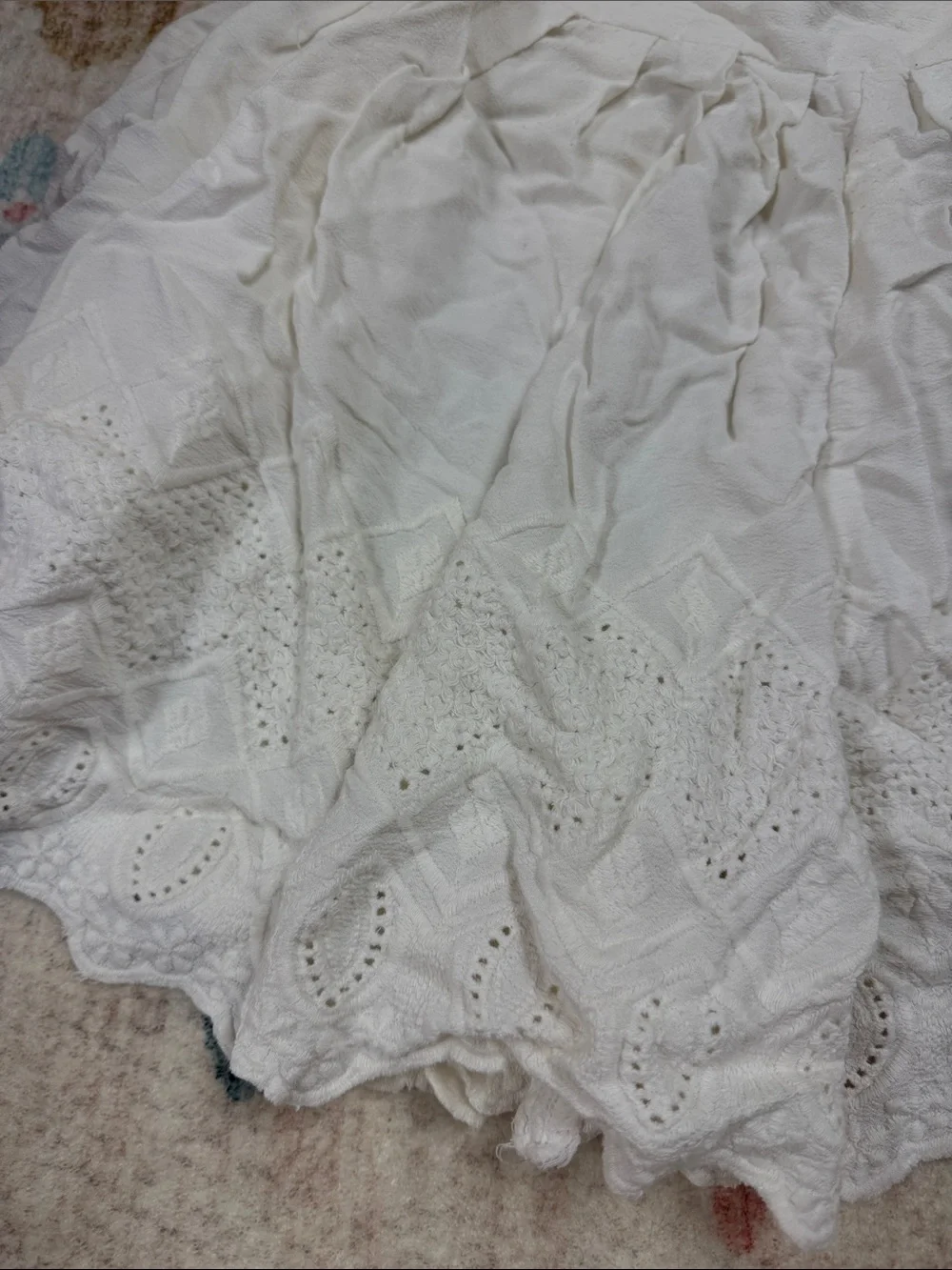 Free People White Eyelet Ruffle Shorts with Scalloped Hem